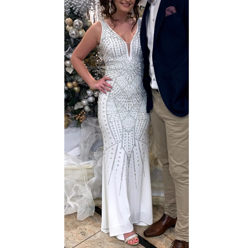 White beaded evening dress